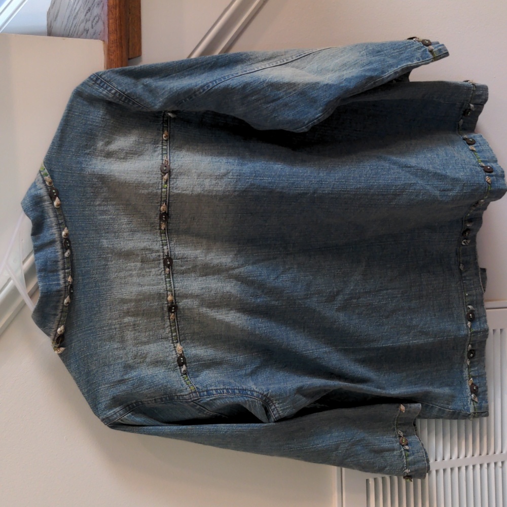 Euc Multiples Size M Denim Jacket Shell Button Tr… - image 2
